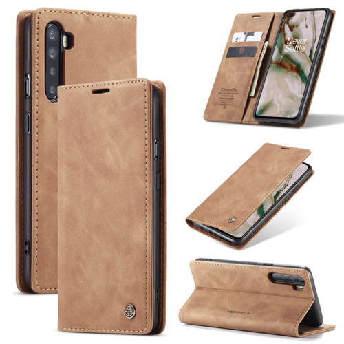 OnePlus Nord CaseMe 013 Multifunctional Retro Frosted Horizontal Flip Leather Case with Card Slot & Holder & Wallet - Brown